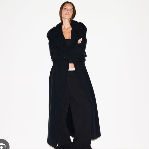 NWT Skims Boyfriend Fleece Oversized Trench Coat in Onyx - Picture 4 of 11